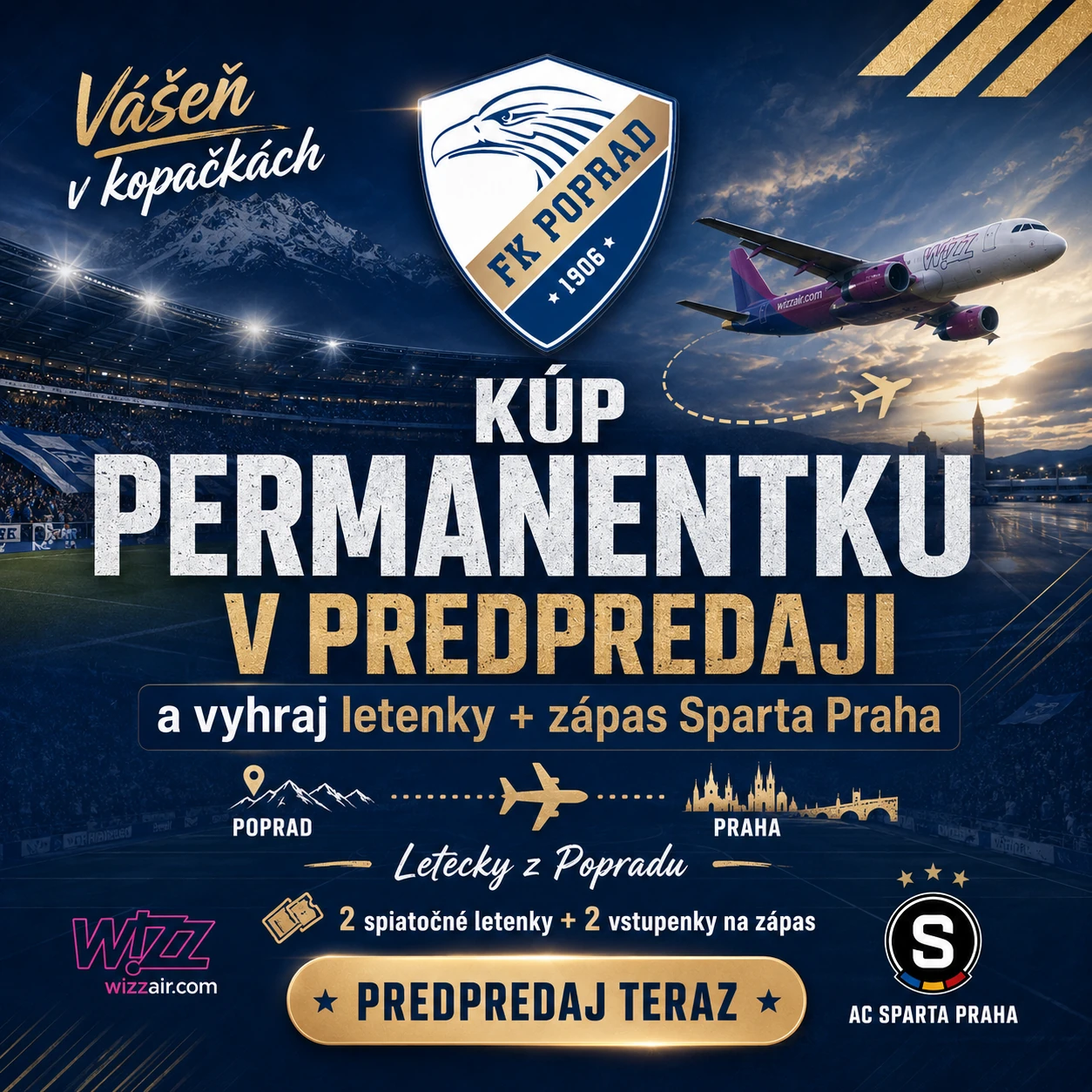 Kúp permanentku v predpredaji a vyhraj letenky a zápas AC Sparta Praha
