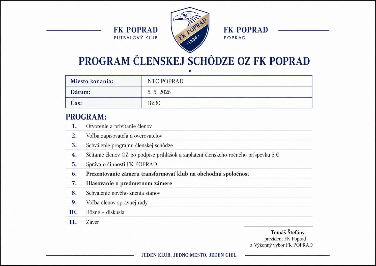 Členská schôdza FK Poprad